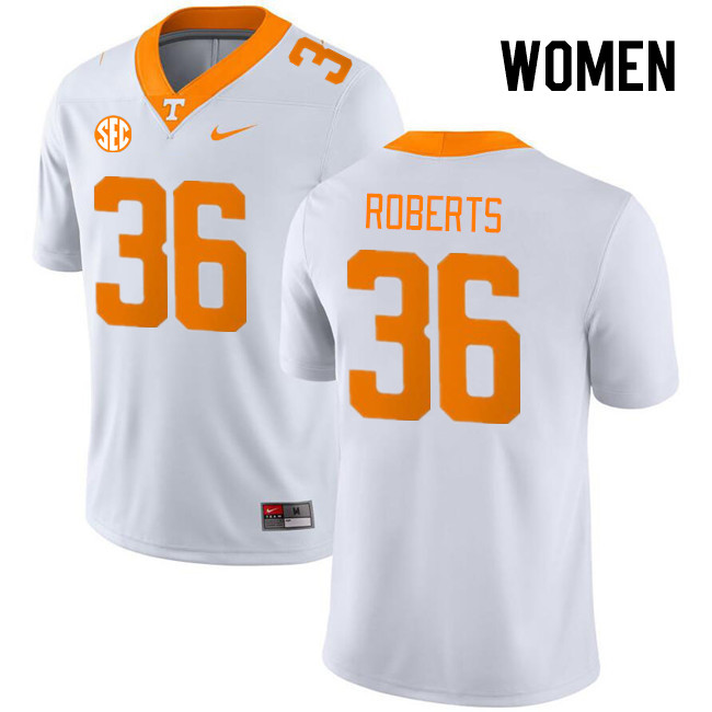 Women #36 Nathan Roberts Tennessee Volunteers College Football Jerseys Stitched Sale-White - Click Image to Close